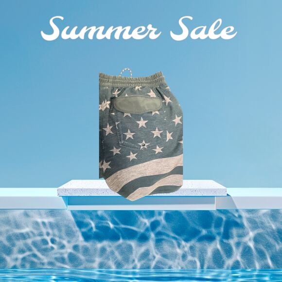 Hurley Swin Board Shorts Gray Stars Stripes American Phantom Drawstring Size S - Picture 8 of 12